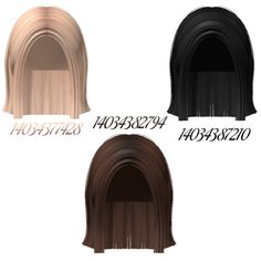 three different types of hair with the names on it and numbers below them in black, brown