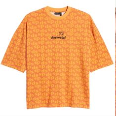 Men's Asos Daysocial Co-Ord Oversized T-Shirt With All Over Logo Print In Orange Size Small Nwt *Only The Shirt* Oversized Orange T-shirt For Streetwear, Oversized Orange Tops For Streetwear, Oversized Orange Casual T-shirt, Oversized Orange Tops With Letter Print, Oversized Orange Top With Letter Print, Oversized Orange Graphic Tee, Oversized Orange T-shirt With Letter Print, Oversized Orange Graphic Print T-shirt, Chicago Print