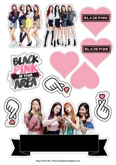 the blackpink stickers are all different colors and shapes, but one is pink