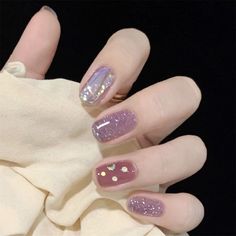 Glitter Diamond Purple False Nail Short Square Press on Nails for Nail Art 24pcs Nails Kits, Long Paragraphs, Short Fake Nails, Punk Nails, Nail Type, Fake Nails With Glue, Butterfly Nail, Heart Nails, Nail Charms