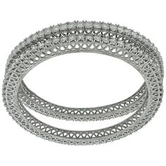 Single line 22 pointer each , 29 Ct Contemporary 18 Karat White Gold & Diamond Eternity Bangle Bracelet It features Two bangles crafted from 14k White gold embedded with 29 Carats of Round brilliant diamonds in two bangles The pattern can be stacked with similar style bangles or worn as a stand-alone piece. These are slide on bangles. Do not open from side Total Diamond weight 29 Ct Each Diamond size : approximately 22 pointer each # of Diamonds in each bangle 66 Total # of diamonds : 132 14 K gold 48 gm No professional pictures , but diamonds are very sparkling , Much better than what it shows in the pictures. Please look at the all the pictures to get a better idea. I have added pictures from my I phone too just to get a real feel of the piece. All our jewelry comes with a certificate ap Single Line Bangle Diamonds, Luxury Hand Set Round Bangle, Silver Timeless Bangle With 17 Jewels, Hand Set White Gold Round Bangle, Dazzling Silver Brilliant Cut Bangle, Diamond Bangle With Prong Setting In Silver, Silver Diamond Bangle With Prong Setting, Classic Silver Bangle With Hand Set Detail, Hand-set Diamond White Round Bangle