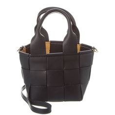 Color/Material: Black Genuine Leather Design Details: Gold-Tone Hardware Measures 5in Wide X 5in High X 5in Deep Shoulder Strap Drops 47in Drawstring Closure Made In Italy Please Note: All Measurements Were Taken By Hand And Are Approximate; Slight Variations May Occur. Black Woven Leather Shoulder Bag, Black Woven Leather Top Handle Shoulder Bag, Office Crossbody Bag With Braided Handles, Black Leather Satchel With Woven Details, Black Woven Leather Shoulder Satchel, Black Woven Leather Satchel Bag, Black Woven Leather Shoulder Bag For Everyday, Black Woven Leather Bag For Everyday Use, Chic Woven Leather Office Bags