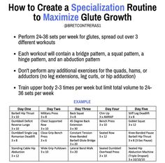 a table with instructions for how to create a special routine to maximumize glue growth