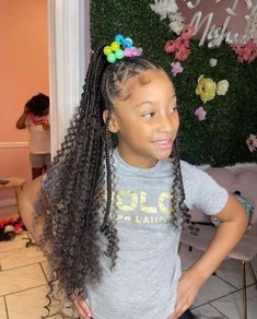 Simple Braids For School Black Hair, Seven Year Old Hairstyles, Hairstyles For 9 Yrs Old, Braided Hair Styles For Kids Black, Little Black Girls Braided Hairstyles For Kids With Beads, Birthday Braid Hairstyles, Hairstyles For 4th Graders, Brads Hair Styles, Cute Hairstyles For Black Girls Kids