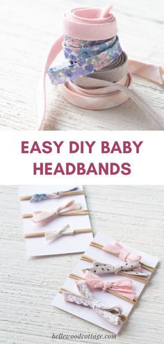 the instructions for how to make baby headbands with ribbon and buttons on them