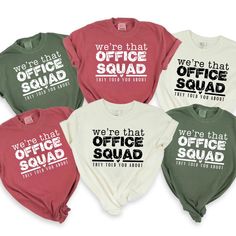 *If you would like a colour or size that is not listed, please contact us. Celebrate your office squad with this trendy and fun shirt, designed to bring your team closer together. Whether it's for team-building events or just casual workdays, this shirt is perfect for showcasing your office pride. 👕 Soft and comfortable fabric, perfect for everyday office wear 🎁 A unique gift idea for coworkers, office parties, or special events Great for team-building activities, work outings, or casual Frida Cheap Team-colored Tops With Team Logo, Cheap Tri-blend Team Logo T-shirt, Cheap Logo Print T-shirt For Team Events, Office Group Costumes, Office Gift Ideas For Coworkers, Gift Idea For Coworkers, School Team Shirts, Decal Ideas, Office Team