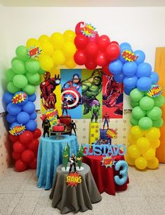 a birthday party with balloons and decorations