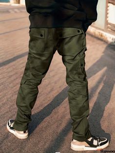 Russoo - Mens Spring/Summer Outdoor Cargo Pants: Casual, Breathable, Decorative Pocket Design with Drawstring Khaki Summer Outdoor Pants, Urban Cargo Pants For Summer Outdoor Activities, Urban Style Summer Cargo Pants For Outdoor Activities, Urban Summer Cargo Pants, Summer Urban Cargo Pants, Summer Military Cargo Pants For Outdoor Activities, Summer Military Pants With Cargo Pockets, Summer Military Pants With Side Pockets, Military Style Pants With Side Pockets For Summer