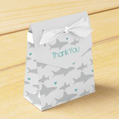 a thank you gift bag with sharks on it