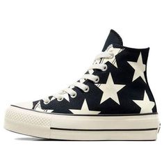 (WMNS) Converse Chuck Taylor All Star Lift Platform Large Stars High 'Black White' A09903C Converse Wishlist, Funky Converse, Designed Converse, Patchwork Converse, Chuck Taylor Black, Knee High Converse, High Converse, Converse Chuck Taylor 70, Chuck Taylor 70