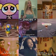 the powerpuff girls collages with their favorite cartoon characters and captions