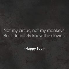 a black and white photo with the quote not my circus, not my monkeys but i definitely know the clowns