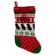 a christmas stocking with dogs on it