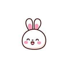 a cute bunny face with pink ears