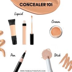 Are you a makeup beginner? Learn eveything you need to know about concealer makeup basics to reach your beauty goals! #makeuptips Concealer Guide, Makeup Basics, Concealer Tricks, Makeup Beginner, Color Correcting Cream, Color Correcting Concealer