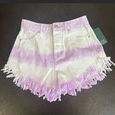 Nwt Wild Fable Purple&White Tie Dye, Button Fly, Fringe Hem, High Rise Jean Shorts. Size 00. 100% Cotton. Comes From A Smoke And Pet Free Home. Cotton Vacation Bottoms With Frayed Hem, Vacation Cotton Bottoms With Frayed Hem, Cotton Beach Bottoms With Frayed Hem, Cotton Bottoms With Frayed Hem For Vacation, Cotton Bottoms With Frayed Hem For Beach, High Waist Cotton Jean Shorts For Vacation, High-waist Cotton Jean Shorts For Vacation, White Jean Shorts For Spring Vacation, Casual Purple Jean Shorts For Summer