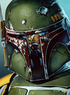 the boba fett helmet has been painted on