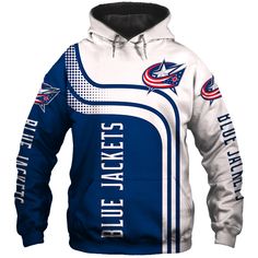 the columbus blue jackets pullover hoodie is shown