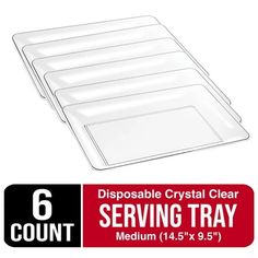 6 pack disposable crystal clear serving trays, medium 4 5 x 9 5