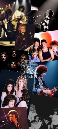 an image of queen collage in black and white with images of their band members