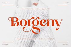 an advertisement for bofgeny written in red on a white background