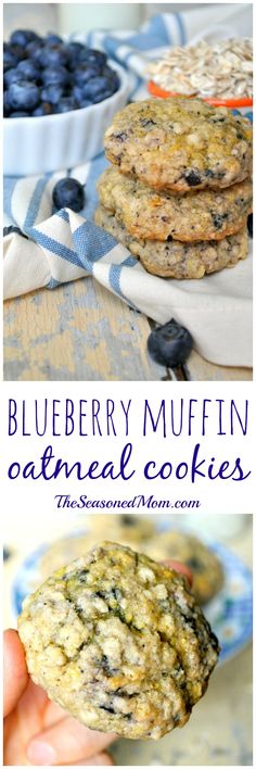 blueberry muffin oatmeal cookies are the perfect treat for breakfast or dessert