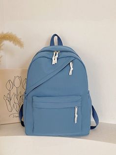 1 Piece Simple Solid Girls Rucksack Backpack Schoolbag For Teen Travel Knapsack Casual Backpack Blue Casual,Cute,Preppy   Polyester Letter,Plain Functional Backpack   Kids Bags & Luggage, size features are:Bust: ,Length: ,Sleeve Length: Functional Backpack, Colorful Backpacks, Rucksack Backpack, Blue Backpack, Backpack Sport, Classic Backpack, Kids Backpacks, Kids Sleepwear, Casual Backpack