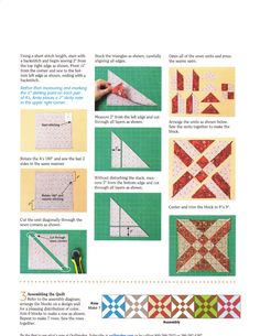 the instructions for quilting with scissors are shown in this page, which shows how to make