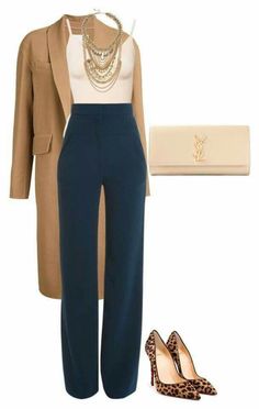 Classy Work Outfits, Stylish Work Outfits, Casual Work Outfits, Looks Chic, Wide Pants, Work Outfits Women, Professional Outfits, Blue Pants