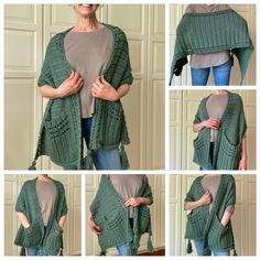 the instructions for making a knitted shawl from an old sweater, with pictures of it