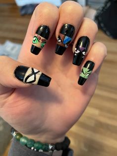 Raven Nails, Cartoon Nail Designs, Cartoon Nails, Marble Nail, Teen Titan, Awesome Nails