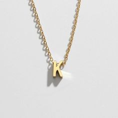 Letter Necklace - K - Biella Vintage Minimalist Gold Stainless Steel Name Necklace, Minimalist Stainless Steel Initial Necklace For Everyday, Everyday Stainless Steel Initial Necklace, Minimalist Stainless Steel Initial Pendant Necklaces, Gold Minimalist Initial Necklace In Stainless Steel, Minimalist Stainless Steel Initial Pendant Necklace, Minimalist Gold Stainless Steel Initial Necklace, Minimalist Custom Name Charm Necklace, Minimalist Gold Stainless Steel Charm Necklace