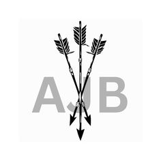 three arrows pointing in opposite directions with the word aub below them on a white background