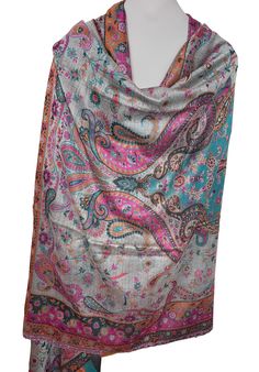 Dark Gray and Pink authentic Kashmiri kani shawl ~ Bridal Shawls Authentic loom-woven product, and you can verify its authenticity by checking the back side. These traditional shawls are meticulously crafted from woolen pashmina, known for its soft, luxurious texture and exceptional warmth. They are beautifully adorned with a medley of multicolored floral prints and traditional paisley designs against dark navy blue background. To complete their elegant look, each shawl features a delicate border on all four sides. Moreover, These shawls are big enough to be used as wraps, throw blankets, shawls, winter wraps, and more. ~~Item details~~ Kashmiri kani shawl Pure wool pashmina Black with multi colored floral print Size: 41" x 85" (oversized) ~~Care Instructions~~ These Kashmiri shawls are tr Traditional Wedding Accessories, Winter Shawls, Kashmiri Shawls, Winter Wrap, Winter Shawl, Bridal Shawl, Bridal Wrap, Navy Blue Background, Pashmina Shawl