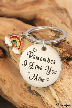 Olivia Mark - Rainbow metal key ring with silver mom letters Personalized Silver Keychain Gift, Silver Metal Keychains As Gifts, Silver Metal Keychain For Gift, Silver Metal Keychain As Gift, Personalized Letter Print Jewelry For Mother's Day, Mom Letters, Rainbow Metal, Metal Keychain, Olivia Mark