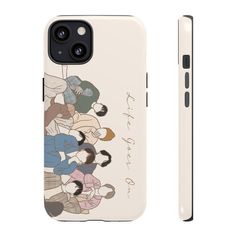 an iphone case with cartoon characters on it