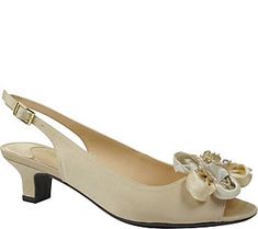 Embellish your ensemble with these J. Renee slingback pumps. The feminine pair features a flower detail at the toe so you always put your best foot forward. From J. Renee. Pumping Tips, Shoe Wardrobe, Green Gown, Womens Pumps, Wide Width Shoes, Navy Shoes, 3 Inch Heels, Bride Clothes, Flower Detail