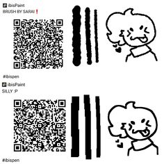 the qr code is shown with an image of a cartoon character in black and white