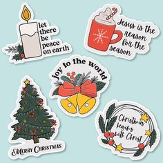 Five Christians stickers that celebrate the birth of Christ Christian Sticker Ideas, Xmas Stickers, True Christmas, Christmas Christian, Xmas Sticker, Liturgical Seasons, Sticker Design Inspiration, Christmas Dreaming, Homemade Stickers