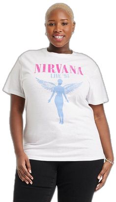 White Nirvana Shirt, 90s Fan Merchandise T-shirt, 90s Relaxed Fit Top For Fan Merchandise, Nirvana Live, Nirvana In Utero, Nirvana Shirt, In Utero, Preppy Clothes, Shipt Shopper