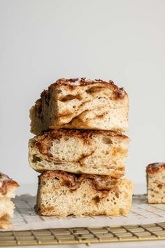 four pieces of bread stacked on top of each other