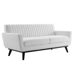 Modway Engage Channel Tufted Fabric Loveseat in White Tufted Loveseat, Mid Century Sofa, Tufted Sofa, Living Room Collections, Modway Furniture, Upholstered Fabric, Loveseat Sofa, Fabric Upholstery, Fabric Sofa