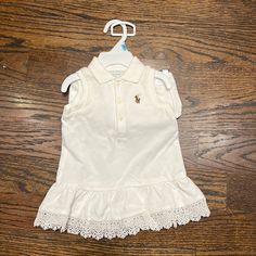 Polo White Dress With Lace Detail Around Hem And Bloomer White Sleeveless Playwear Dress, White Fitted Dress For Playwear, Ralph Lauren White Dress, Fame Clothes, Girls Sweatshirt Dress, White Dress With Lace, Sleeveless Cotton Dress, Cotton Jersey Dress, Pink And White Dress