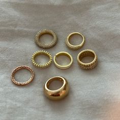 7 Rings In Total Most Are Luv Aj, Rose Gold Is From Pandora All Are Gold Vermeil Or Gold Plated Around Size 6 Luv Aj, 7 Rings, Womens Jewelry Rings, Gold Vermeil, Gold Plate, Ring Size, Plating, Rose Gold, Women Jewelry