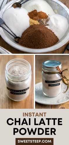 instant chai latte powder recipe in a mason jar