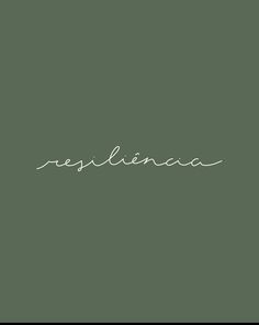 the word resilina written in cursive writing on a dark green background