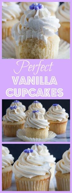 vanilla cupcakes with white frosting and blue sprinkles