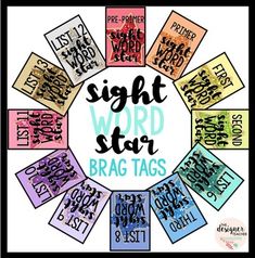 the sight word star brag tags are arranged in a circle