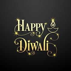 happy diwali wallpaper with gold lettering