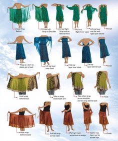 Image 1 Pola Rok, Convertible Clothing, Magic Skirt, Sari Skirt, Silk Wrap Skirt, Skirt Diy, Wrap Skirts, Skirt Maxi, Sari Silk